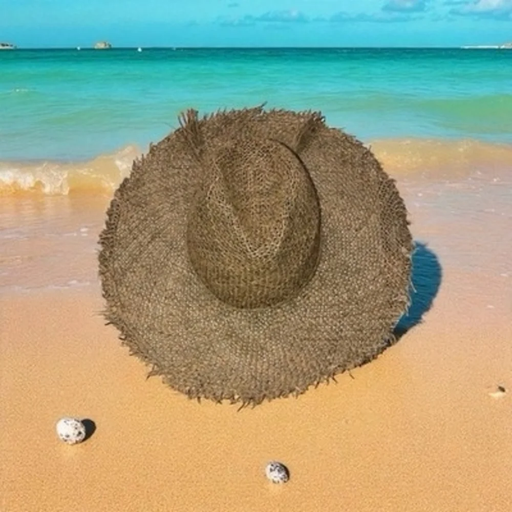 Olive & Pique Luella Sun Hat Women’s Beige Straw Wide Brim Fedora OS